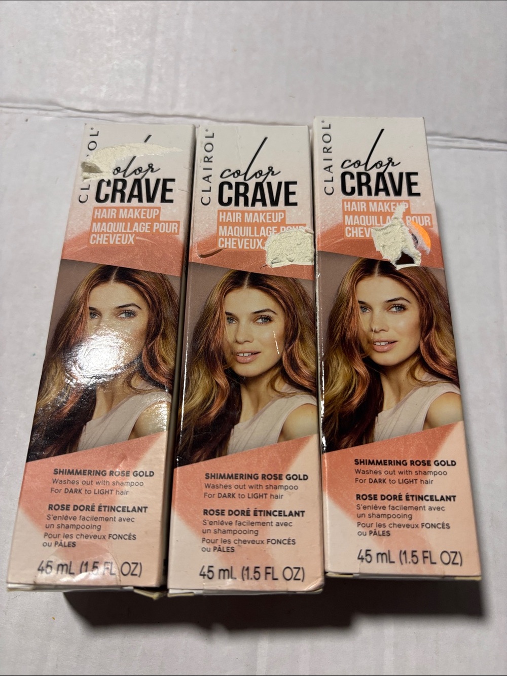 Clairol Color Crave Hair Makeup - Shimmering Rose Gold 3 pack